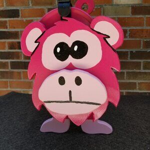 NEW Pink Monkey Mailbox Wooden Ape Postal Mail Box